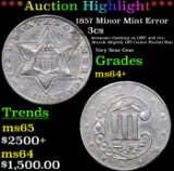 ***Auction Highlight*** 1857 Minor Mint Error Three Cent Silver 3cs Graded Choice+ Unc (fc)