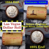 ***Auction Highlight*** Full Morgan/Peace Sahara Hotel silver $1 roll $20, 1884 & 1891 end (fc)