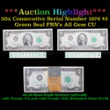 50X 1976 $2 Green Seal Federal Reserve Note's (Boston, MA) Consecutive Serial Number's Grades CU