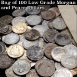 ***Auction Highlight*** Bag of 100 Low Grade Morgan And Peace Dollar. (fc)