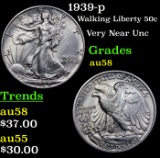 1939-p Walking Liberty Half Dollar 50c Grades Choice AU/BU Slider