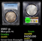 PCGS 1887-p Morgan Dollar $1 Graded ms65 By PCGS