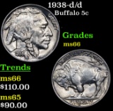 1938-d/d Buffalo Nickel 5c Grades GEM+ Unc