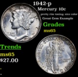 1942-p Mercury Dime 10c Grades GEM Unc