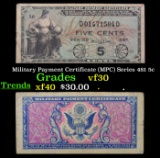 Military Payment Certificate (MPC) Series 481 5c Grades vf++