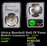 NGC 2014-p Baseball Hall Of Fame Modern Commem Dollar $1 Graded ms69 By NGC