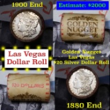 ***Auction Highlight*** Full Morgan/Peace Golden Nugget Hotel silver $1 roll $20, 1880 & 1900 end (f