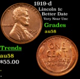 1919-d Lincoln Cent 1c Grades Choice AU/BU Slider