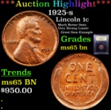 ***Auction Highlight*** 1925-s Lincoln Cent 1c Graded GEM Unc BN BY USCG (fc)