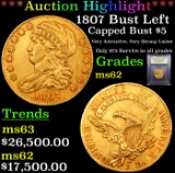 ***Auction Highlight*** 1807 Bust Left Capped Bust $5 Gold Graded Select Unc BY USCG (fc)