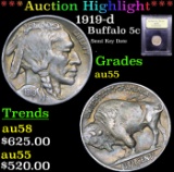 ***Auction Highlight*** 1919-d Buffalo Nickel 5c Graded Choice AU By USCG (fc)