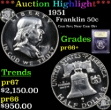 Proof ***Auction Highlight*** 1951 Franklin Half Dollar 50c Graded GEM++ Proof By USCG (fc)