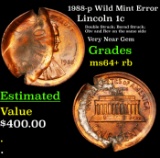 1988-p Wild Mint Error Lincoln Cent 1c Grades Choice+ Unc RB