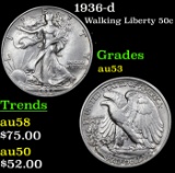 1936-d Walking Liberty Half Dollar 50c Grades Select AU