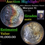 ***Auction Highlight*** 1885-o Monster Rainbow Toned Morgan Dollar $1 Graded Choice Unc BY USCG (fc)