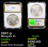1887-p Morgan Dollar $1 Graded ms65 By PCI