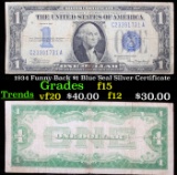 1934 Funny Back $1 Blue Seal Silver Certificate Grades f+