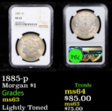 NGC 1885-p Morgan Dollar $1 Graded ms63 By NGC