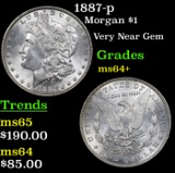 1887-p Morgan Dollar $1 Grades Choice+ Unc