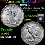 ***Auction Highlight*** 1923-s Walking Liberty Half Dollar 50c Graded Choice Unc By USCG (fc)