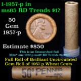 Uncirculated Shotgun Lincoln 1c roll, 1957-p 50 pcs Brandt Wrapper