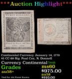 ***Auction Highlight*** Continental Currency January 14, 1779 $3 CC-89 Sig. Paul Cox, N. Donnell Gra