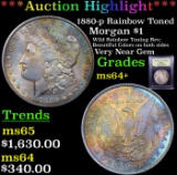 ***Auction Highlight*** 1880-p Rainbow Toned Morgan Dollar $1 Graded Choice+ Unc BY USCG (fc)