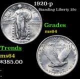 1920-p Standing Liberty Quarter 25c Grades Choice Unc