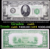 1928B $20 Green Seal Federal Reserve Note (Chicago, IL) Redeemable In Gold  Grades Gem CU