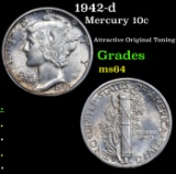 1942-d Mercury Dime 10c Grades Choice Unc