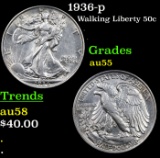 1936-p Walking Liberty Half Dollar 50c Grades Choice AU