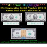 ***Auction Highlight*** 25X 1976 $2 Green Seal Federal Reseve Notes Consecutive Serial Numbers Grade