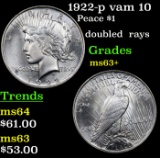 1922-p vam 10 Peace Dollar $1 Grades Select+ Unc
