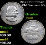 1892 Columbian Old Commem Half Dollar 50c Grades Select Unc