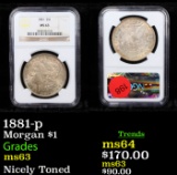 NGC 1881-p Morgan Dollar $1 Graded ms63 By NGC