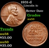 1931-d Lincoln Cent 1c Grades Select AU