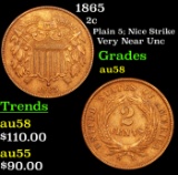 1865 Two Cent Piece 2c Grades Choice AU/BU Slider