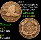 1857 Flying Eagle Cent 1c Grades vg details