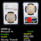 NGC 1886-p Morgan Dollar $1 Graded ms63 By NGC