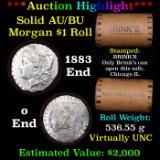 AU/BU Slider Brinks Shotgun Morgan $1 Roll 1883 & O Ends Virtually UNC