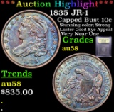 ***Auction Highlight*** 1835 JR-1 Capped Bust Dime 10c Graded Choice AU/BU Slider By USCG (fc)