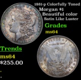 1881-p Colorfully Toned Morgan Dollar $1 Grades Choice Unc