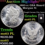 ***Auction Highlight*** 1883-cc GSA Hoard Morgan Dollar $1 Grades Select Unc PL (fc)