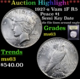 ***Auction Highlight*** 1927-s Vam 1F R5 Peace Dollar $1 Graded Select Unc BY USCG (fc)