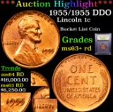 ***Auction Highlight*** 1955/1955 DDO Lincoln Cent 1c Graded Select+ Unc RD BY USCG (fc)