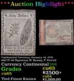 ***Auction Highlight*** Continental Currency January 14, 1779 $60 CC-99 Signatues W. Ransay, P. Ferr