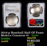 2014-p Baseball Hall Of Fame Modern Commem Dollar $1 Graded ms69 By NGC