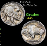 1935-s Buffalo Nickel 5c Grades xf+