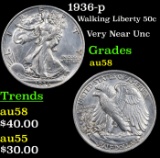 1936-p Walking Liberty Half Dollar 50c Grades Choice AU/BU Slider