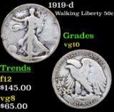 1919-d Walking Liberty Half Dollar 50c Grades vg+